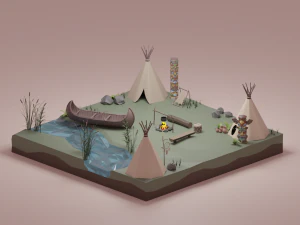 Kızılderili k&ouml;y&uuml; 3D Model