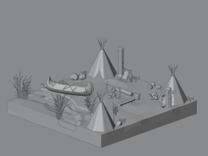 Native American village 3D Model
