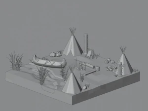 Native American village 3D Model