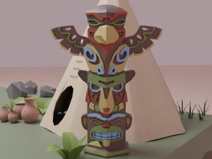 Native American village 3D Model