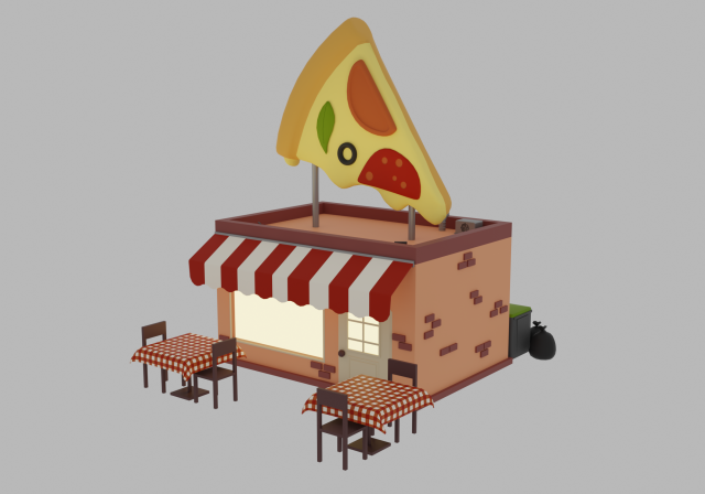 Pizzeria 3D 模型 .c4d .max .obj .3ds .fbx .stl .blend 