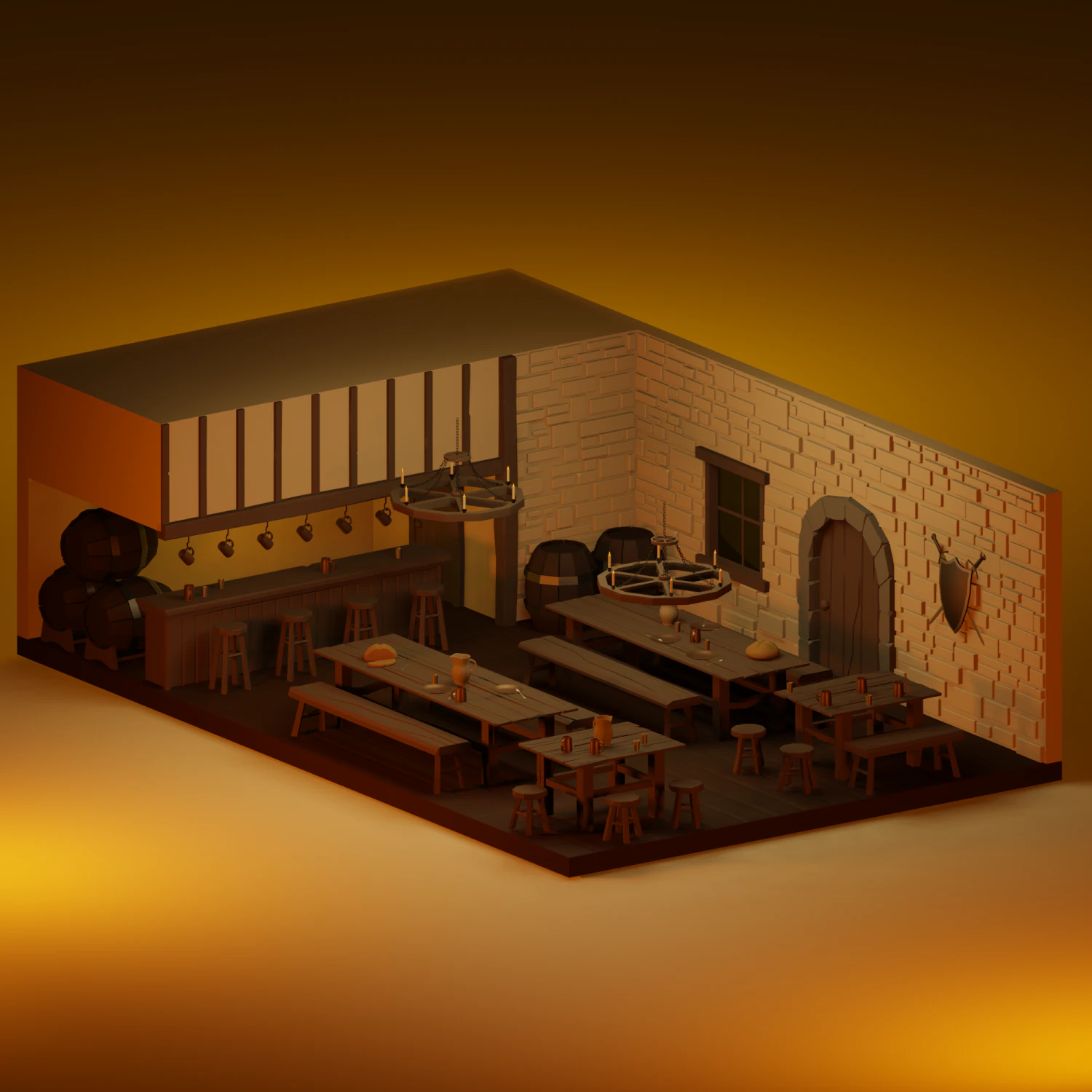 Tavern 3D Model .c4d .max .obj .3ds .fbx .stl .blend