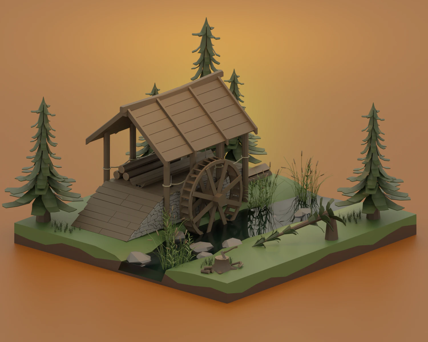 Hydraulic sawmill 3D Model .c4d .max .obj .3ds .fbx .stl .blend