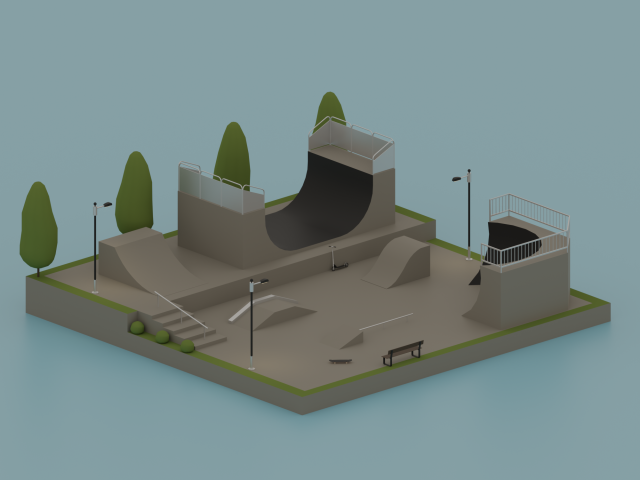 Skatepark 3D Model .c4d .max .obj .3ds .fbx .stl .blend 