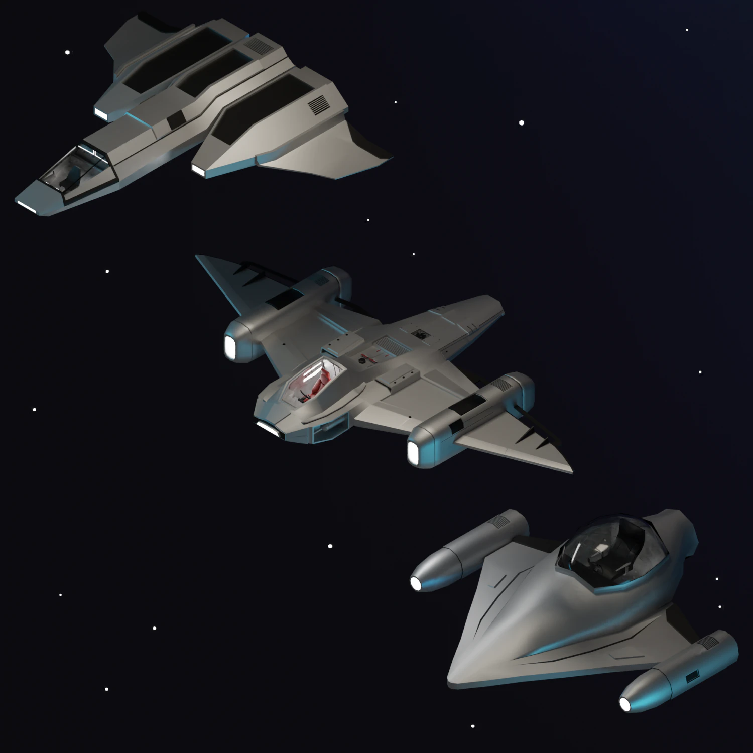 Spaceship 3D Model .c4d .max .obj .3ds .fbx .stl .blend 