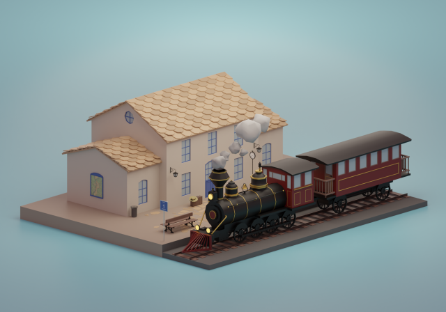 Train station 3D 모델 .c4d .max .obj .3ds .fbx .stl .blend 