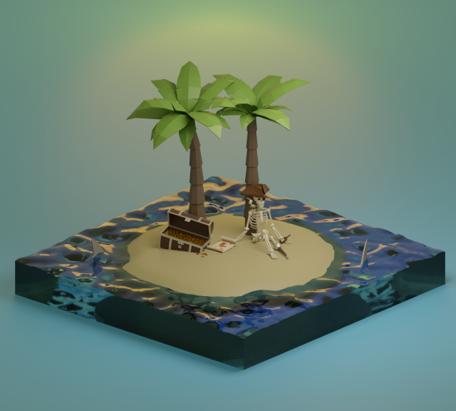Treasure Island Model 3D .c4d .max .obj .3ds .fbx .stl .blend 