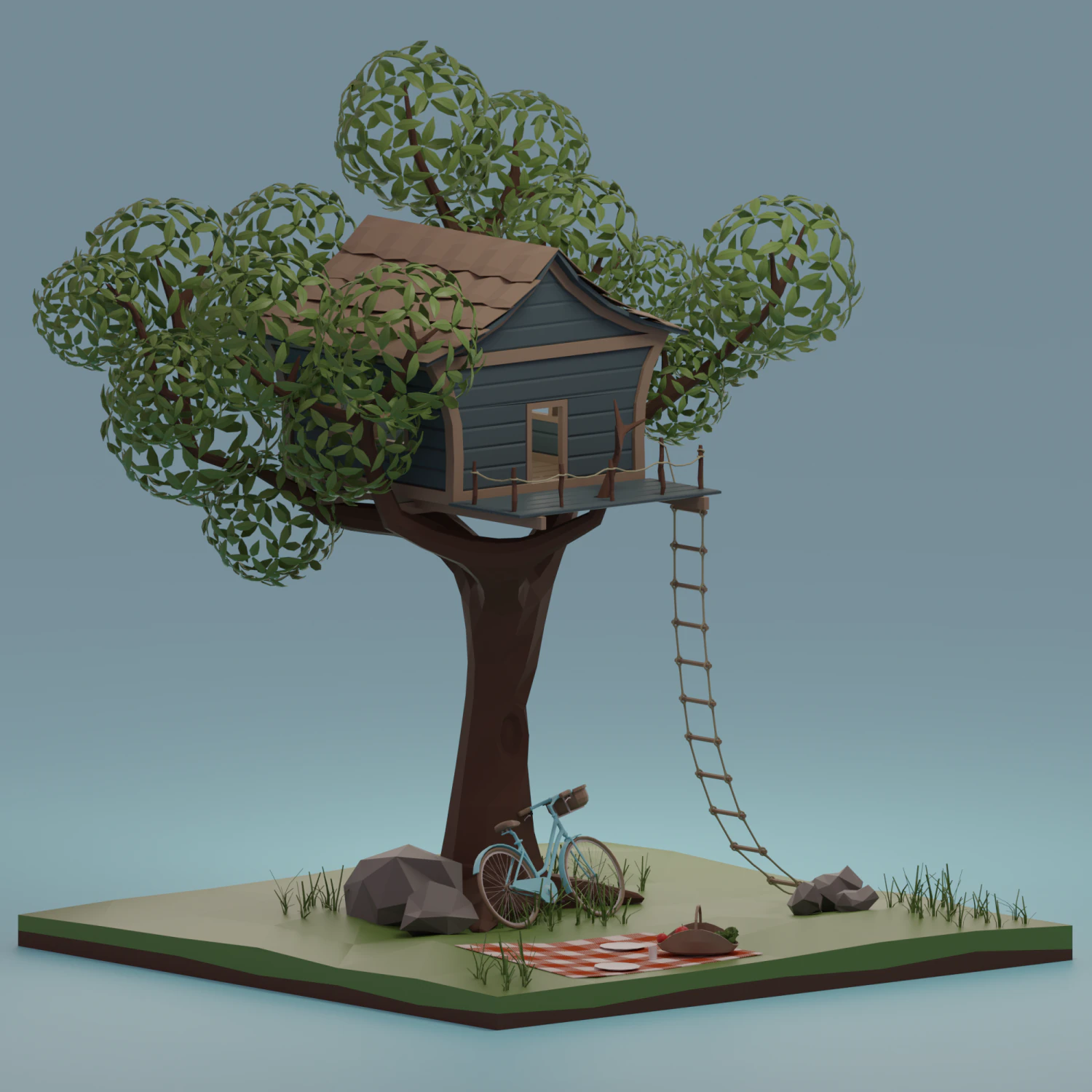 Tree house 3D Model .c4d .max .obj .3ds .fbx .stl .blend 