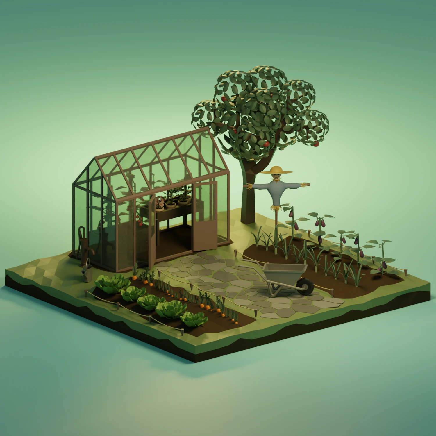 Vegetable garden 3D Model .c4d .max .obj .3ds .fbx .stl .blend 