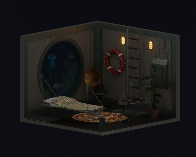 Underwater home Modello 3D .c4d .max .obj .3ds .fbx .stl .blend 