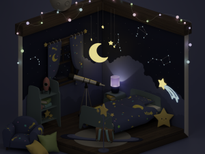 Galaxy kid bedroom 3D Model