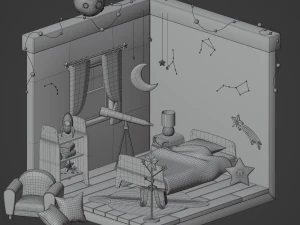 Galaxy kid bedroom 3D Model