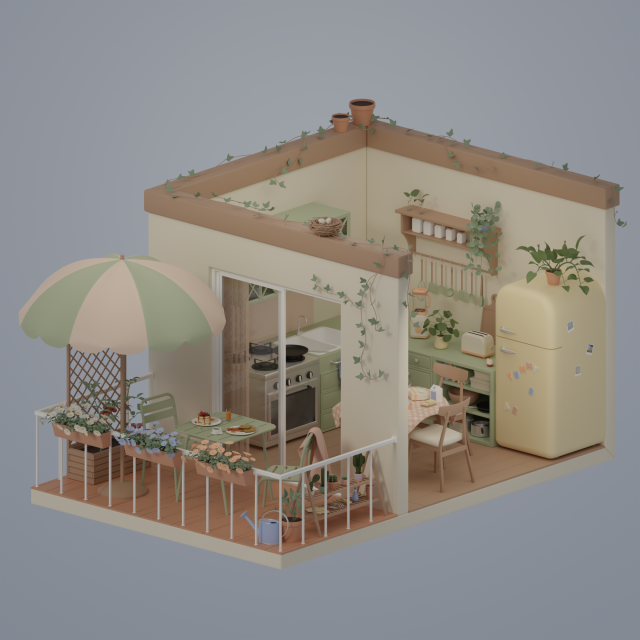 Kitchen and balcony 3D Model .c4d .max .obj .3ds .fbx .stl .blend 