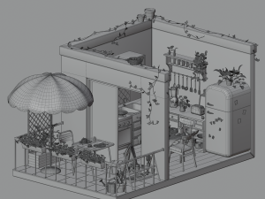 Kitchen and balcony 3D Model
