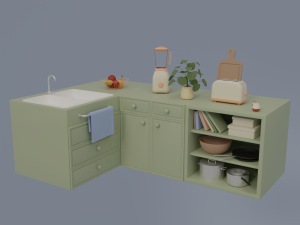 Kitchen and balcony 3D Model