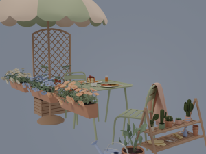 Kitchen and balcony 3D Model