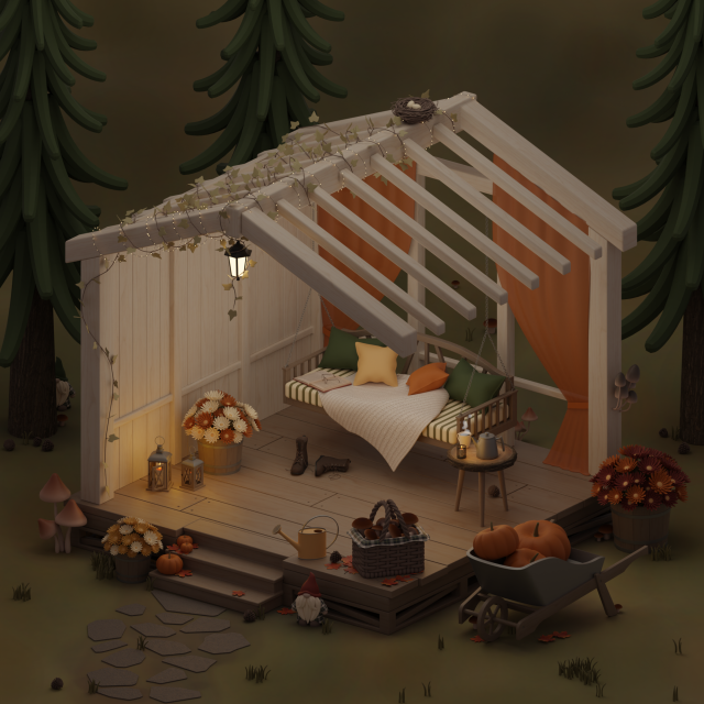 Fall terrace Modello 3D .c4d .max .obj .3ds .fbx .stl .blend 