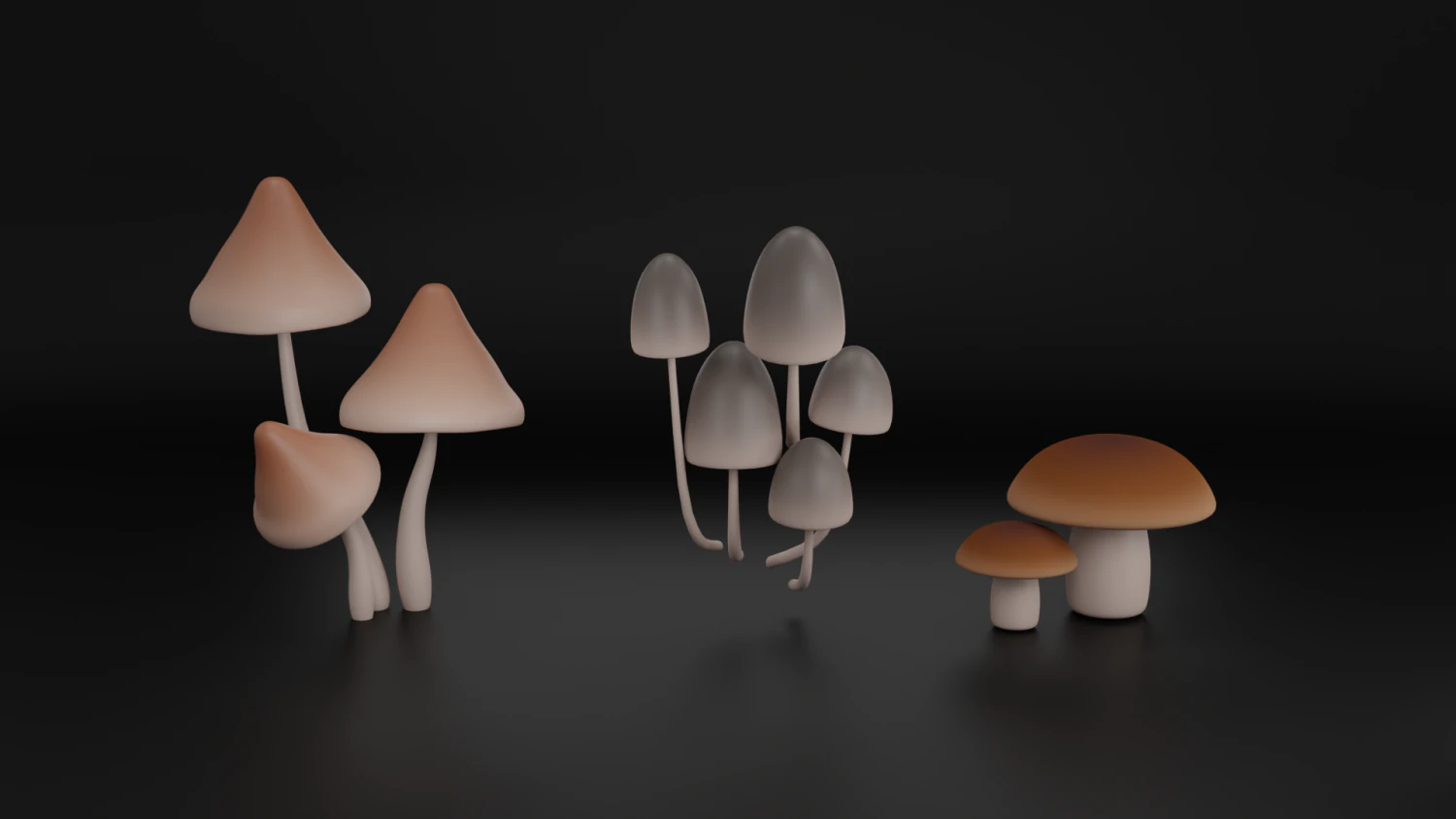 Mushrooms 3D Model .c4d .max .obj .3ds .fbx .stl .blend 