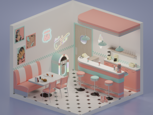 American diner 3D Model