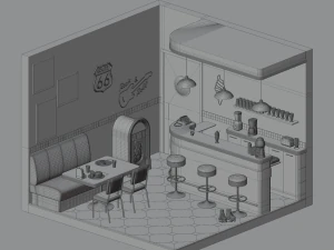 American diner 3D Model