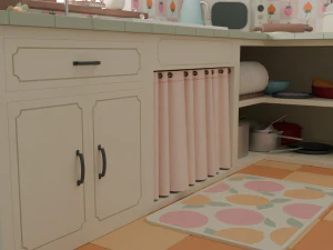 Kitchen with bar 3D Model