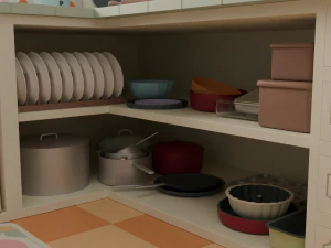Kitchen with bar 3D Model