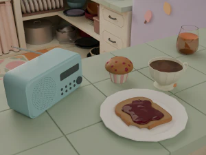 Kitchen with bar 3D Model