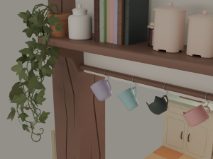 Kitchen with bar 3D मॉडल