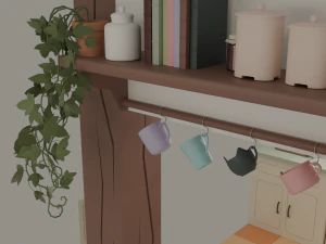 Kitchen with bar 3D Model