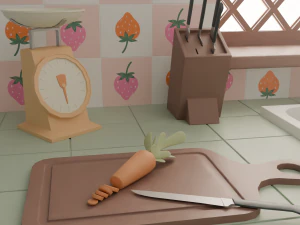 Kitchen with bar 3D Model