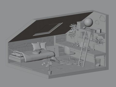Attic bedroom Modelo 3D