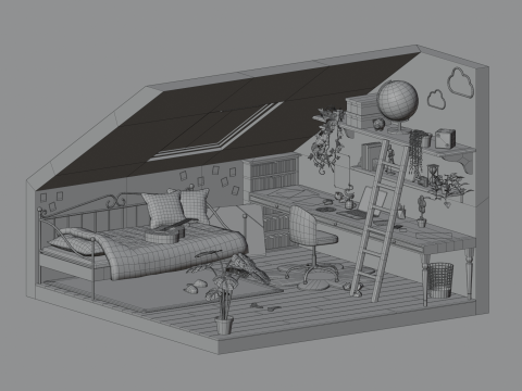 Attic bedroom Modelo 3D