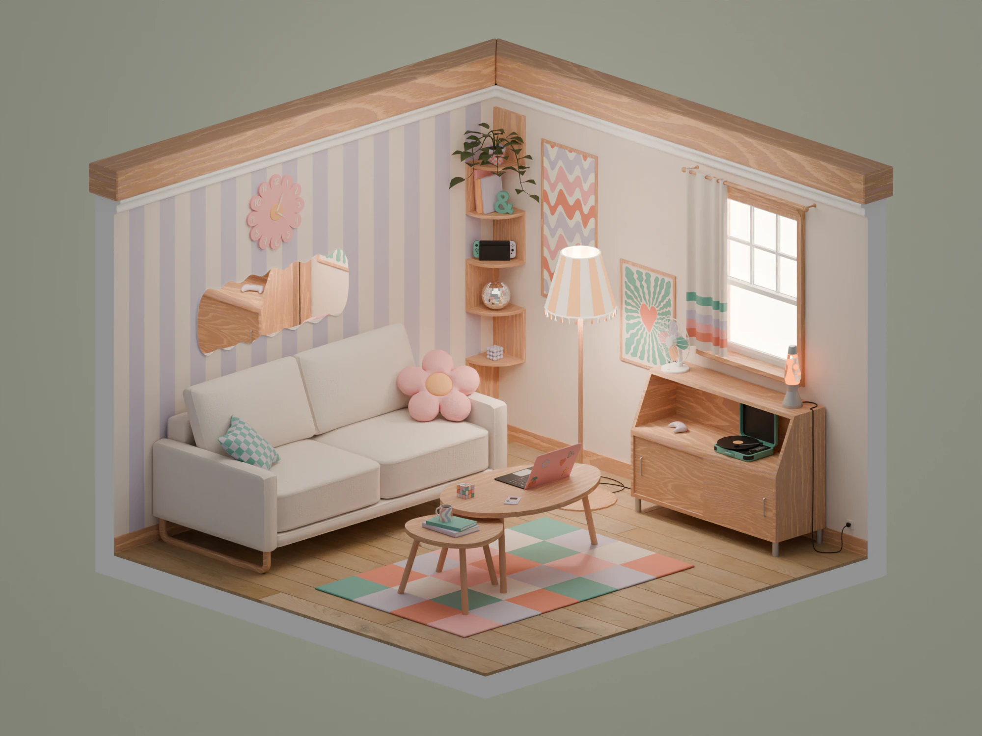 Living-room 3D Model .c4d .max .obj .3ds .fbx .stl .blend 