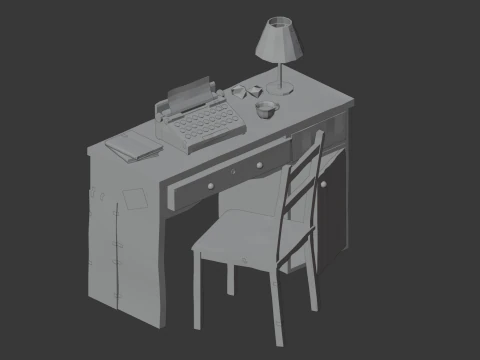 Cardboard writers desk 3D Model