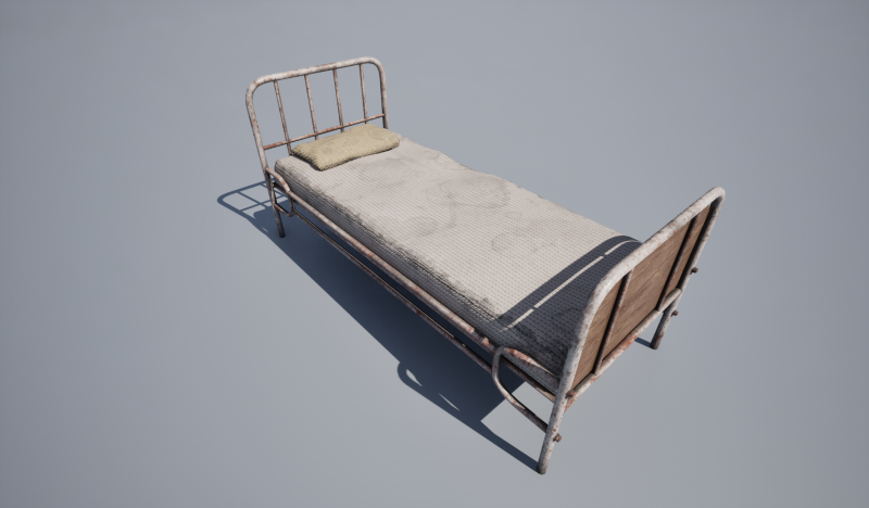 Old Hospital Bed 3D Model .c4d .max .obj .3ds .fbx .stl .blend