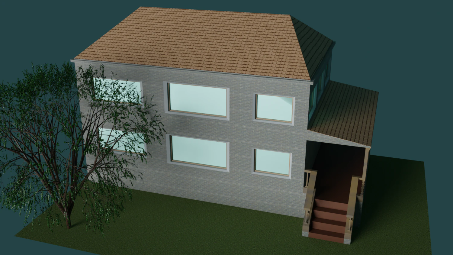 SUBURBAN HOUSE 3D Model .c4d .max .obj .3ds .fbx .stl .blend 