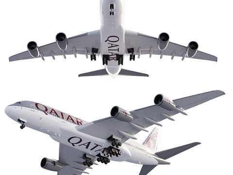 Airbus A380-800 wide-body double-deck turbojet passenger aircraft QATAR AIRWAYS 3D Model