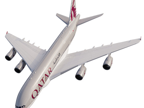Airbus A380-800 wide-body double-deck turbojet passenger aircraft QATAR AIRWAYS 3D Model