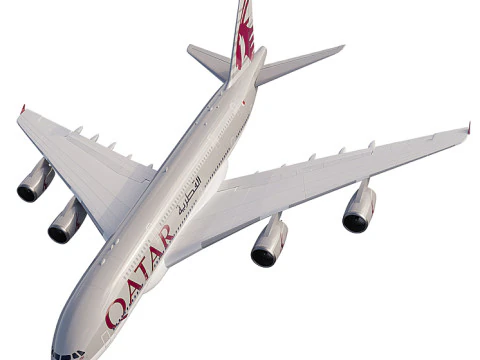 Airbus A380-800 wide-body double-deck turbojet passenger aircraft QATAR AIRWAYS 3D Model