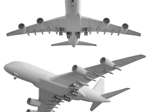 Airbus A380-800 wide-body double-deck turbojet passenger aircraft QATAR AIRWAYS 3D Model