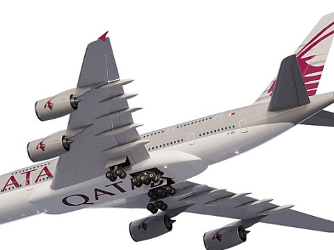 Airbus A380-800 wide-body double-deck turbojet passenger aircraft QATAR AIRWAYS 3D Модель