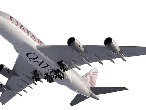 Airbus A380-800 wide-body double-deck turbojet passenger aircraft QATAR AIRWAYS 3D Модель