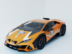 Orange Huracan Sterrato HQ interior VR Ready Model 3D