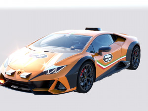 Orange Huracan Sterrato HQ interior VR Ready 3D Model