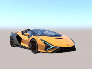 Unique Lamborghini-Sian Roadster 2023 and sexy girl 3D Model