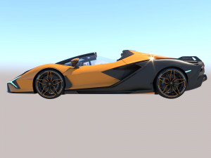 Unique Lamborghini-Sian Roadster 2023 and sexy girl 3D Model