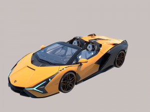 Unique Lamborghini-Sian Roadster 2023 and sexy girl 3D Model