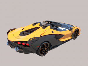 Unique Lamborghini-Sian Roadster 2023 and sexy girl 3D Model
