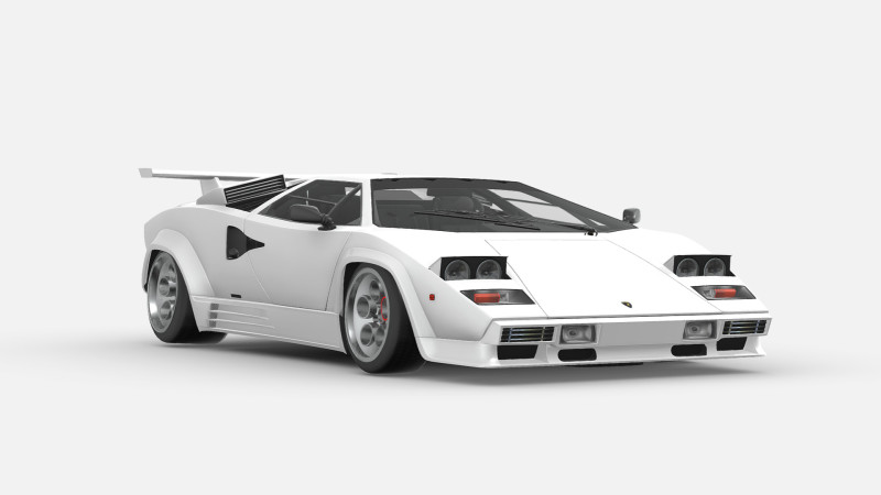 Lambo Countach LP500 white Model 3D .c4d .max .obj .3ds .fbx .stl .blend 