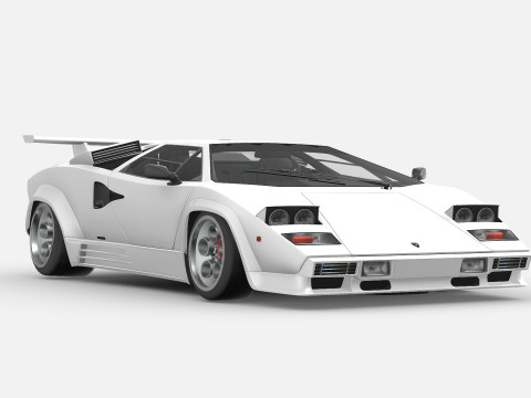 Lambo Countach LP500 white 3D Model